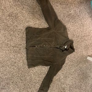 Cold water creek green leather jacket petite medium